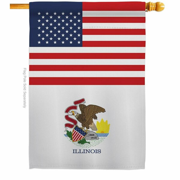 Guarderia 28 x 40 in. USA Illinois American State Vertical House Flag with Double-Sided Banner Garden GU3904759